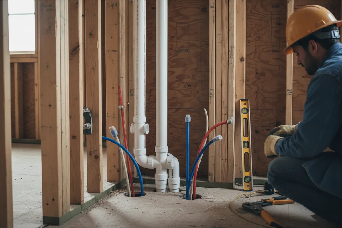 Drain and supply rough-in during Leak Detection in Jarrettsville